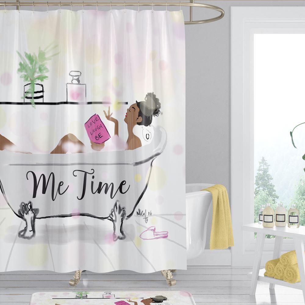 Some Me Time: African American Shower Curtain by Nicholle Kobi (71x71 inches)