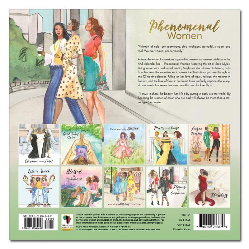 Phenomenal Women by Sarah Myles: African American 2020 Wall Calendar (Back)