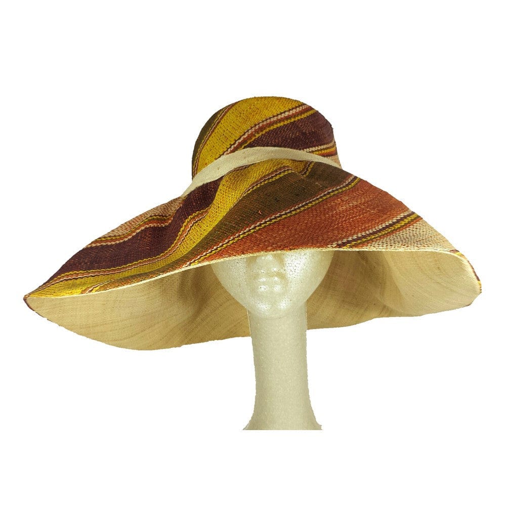 Aina: Multi-Colored Hand Woven Madagascar Raffia Hat (7 inch brim)