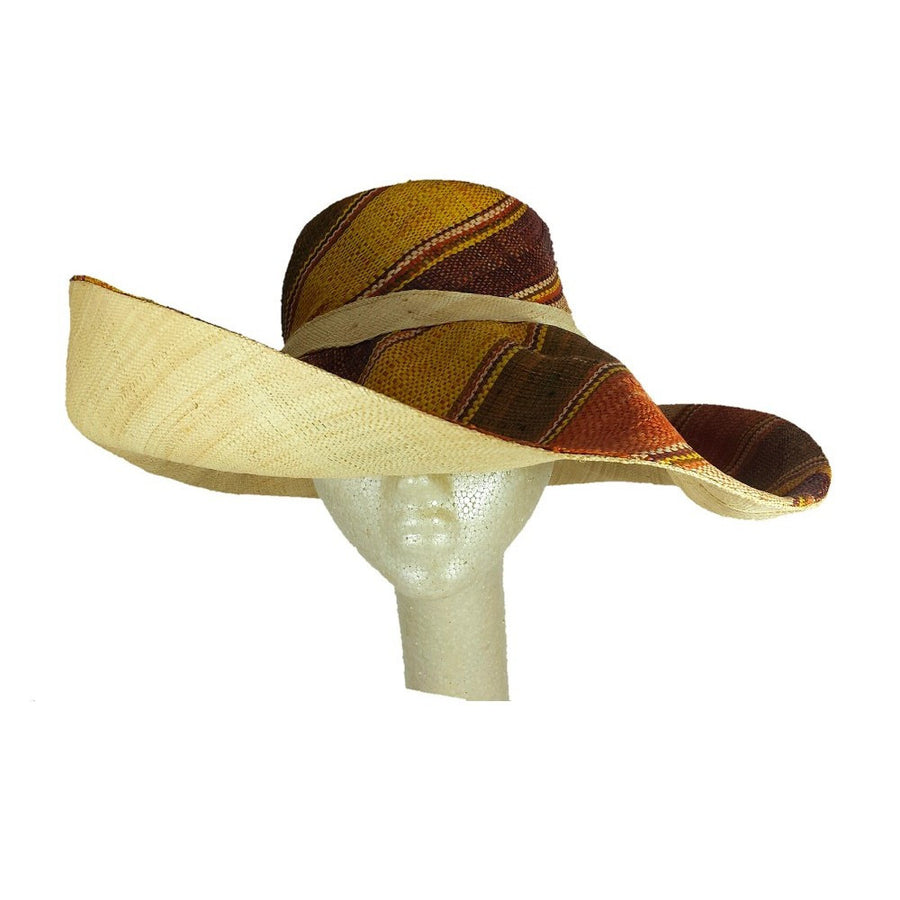 Aina: Multi-Colored Hand Woven Madagascar Raffia Hat (7 inch brim)