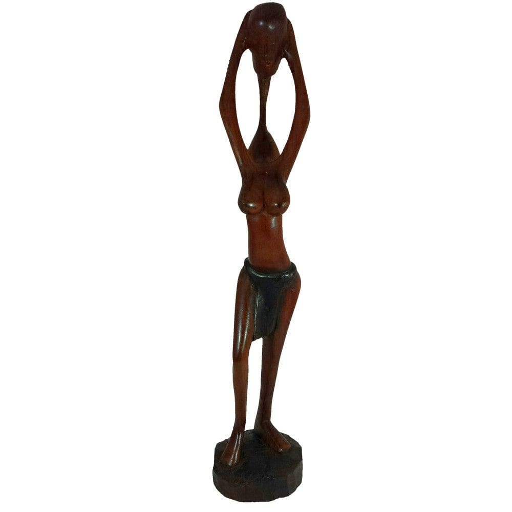 Waterbearer: Hand Made Sierra Leonean Mahogany Wood Sculpture (Front)