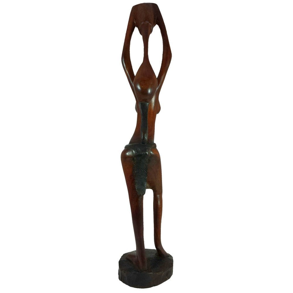 Waterbearer: Hand Made Sierra Leonean Mahogany Wood Sculpture (Rear)