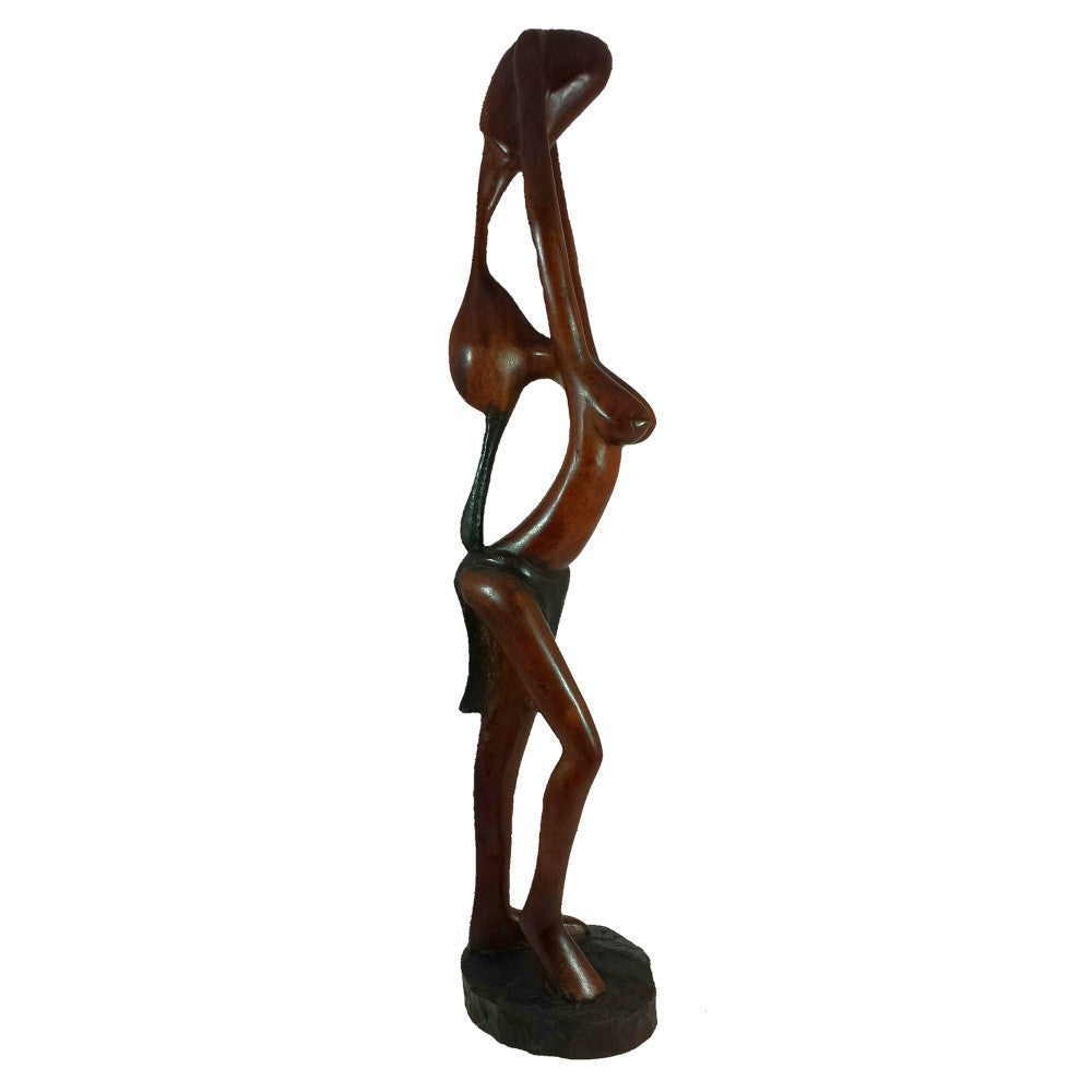 3 of 4: Waterbearer: Hand Made Sierra Leonean Mahogany Wood Sculpture (Side)