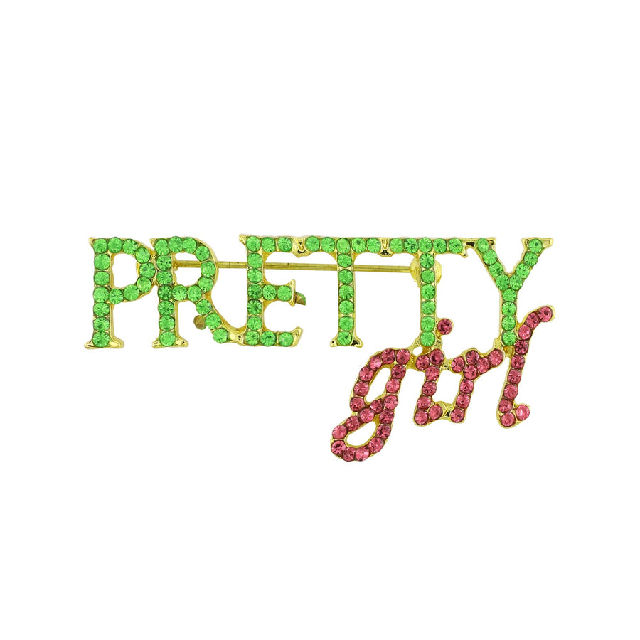 Pretty Girl: Alpha Kappa Alpha Inspired Sparkling Crystal Brooch