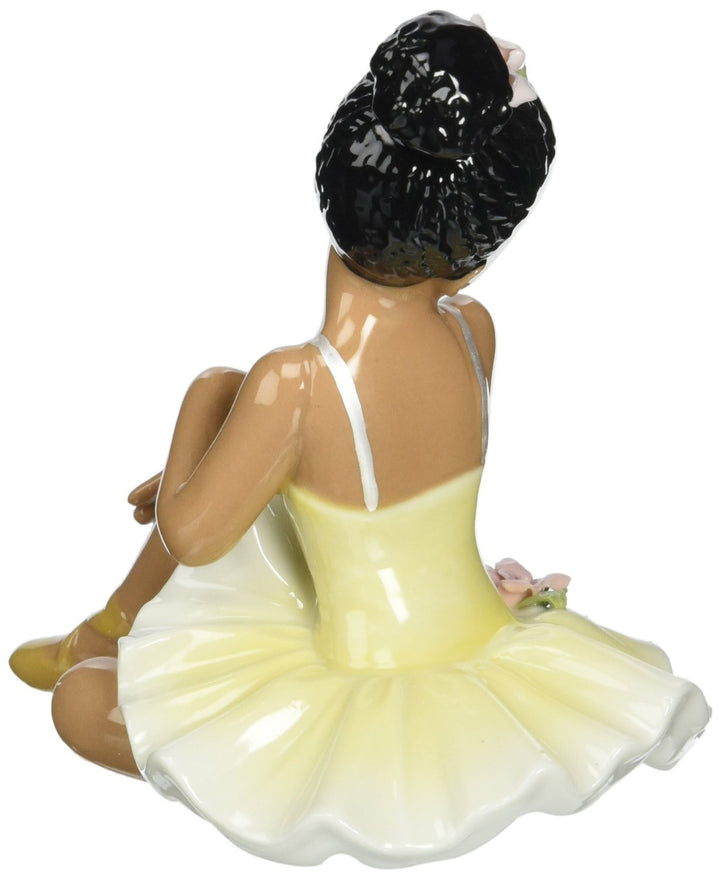 African American Ballerina in Yellow Dress Figurine by Cosmos Gifts (Rear)