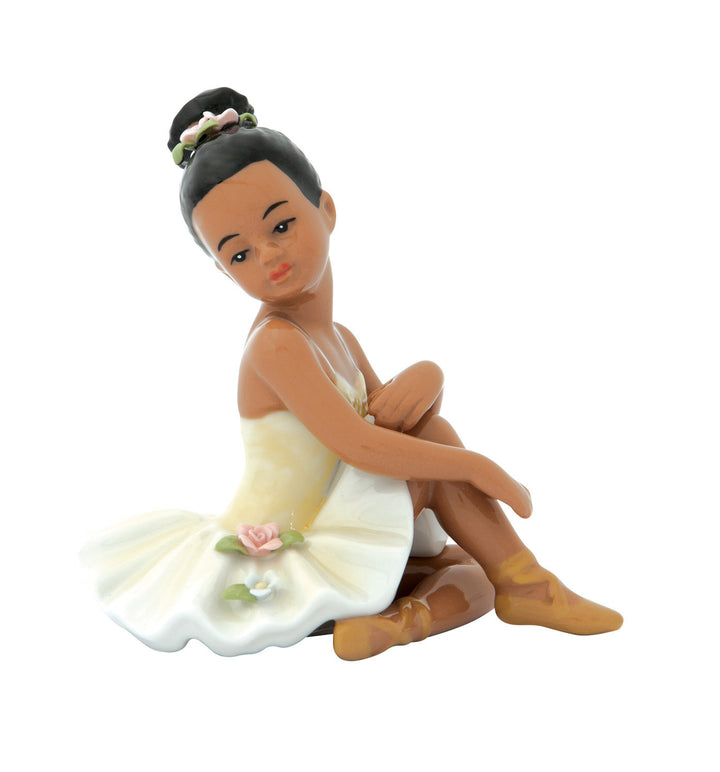 African American Ballerina in Yellow Dress Figurine by Cosmos Gifts