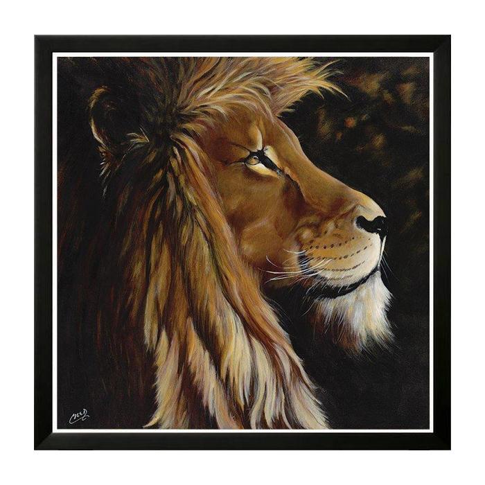 Wisdom: African Lion by Cecil "CREED" Reed (Black Frame)