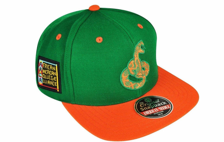 Florida A&M University Rattlers Snapback Blockhead Baseball Cap by American Needle (Front)