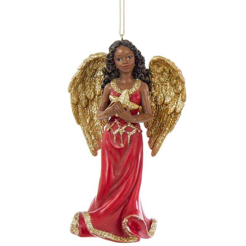 Angel with Star: African American Christmas Ornament