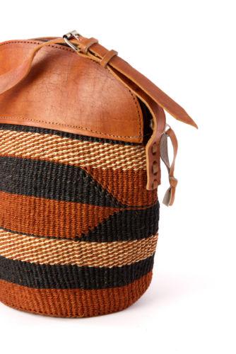 2 of 3: Authentic African Hand Made Sisal and Leather Kiondo (Bag) with Leather Trim