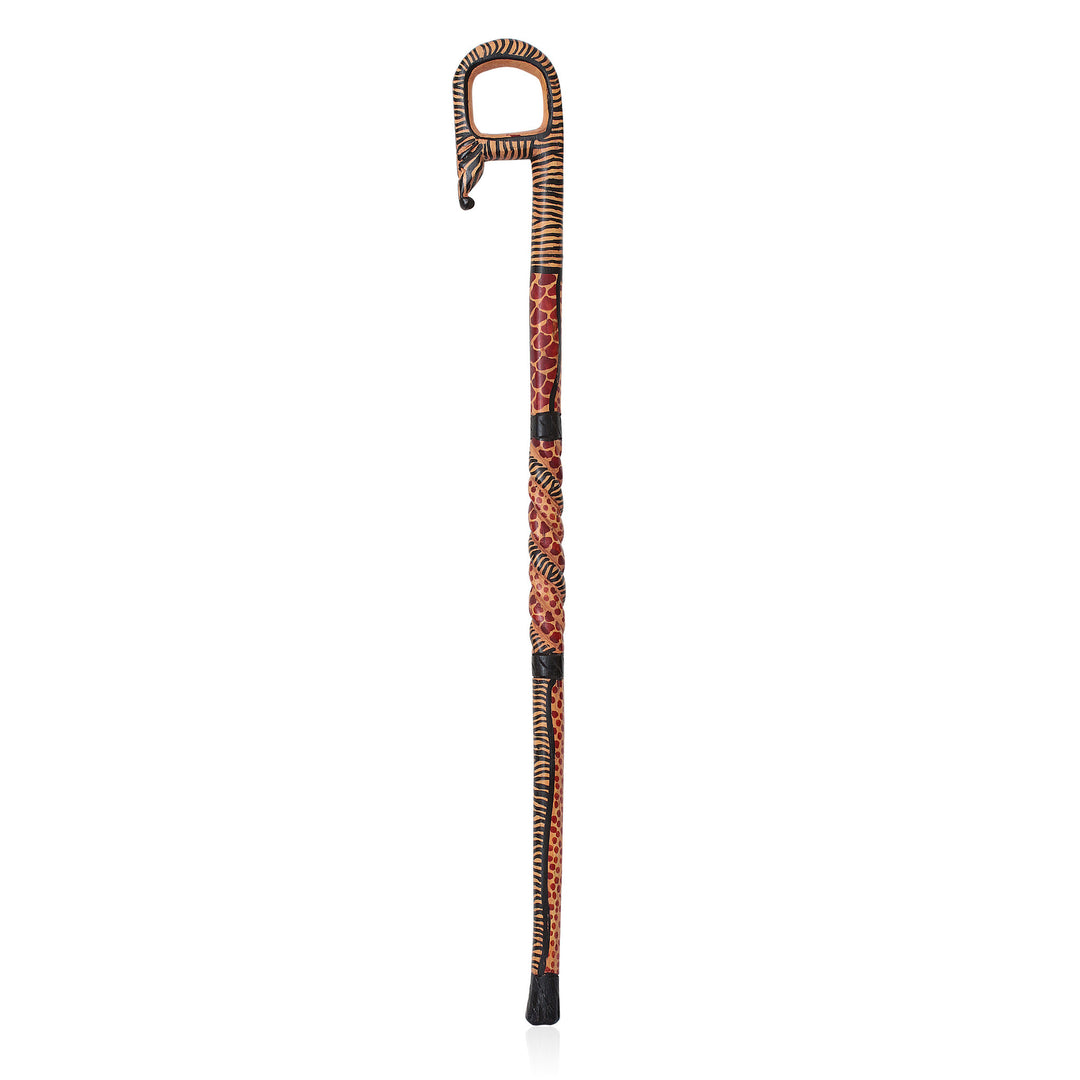 Authentic African Hand Made Wood Zebra Walking Stick by Stoneage Global Imports