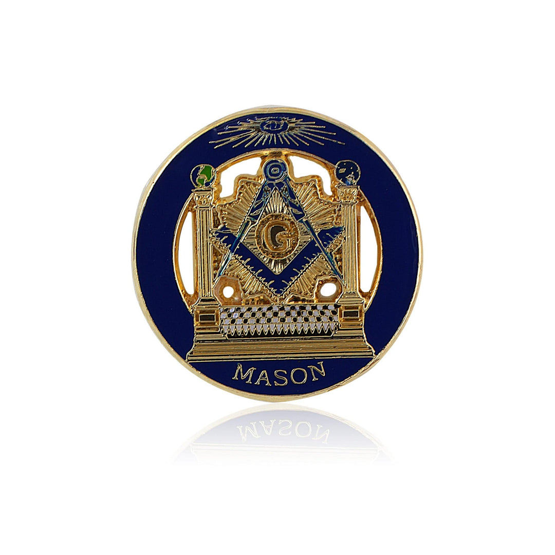 Boaz and Jachin Masonic Pillars and Mosaic Pavement Lapel Pin