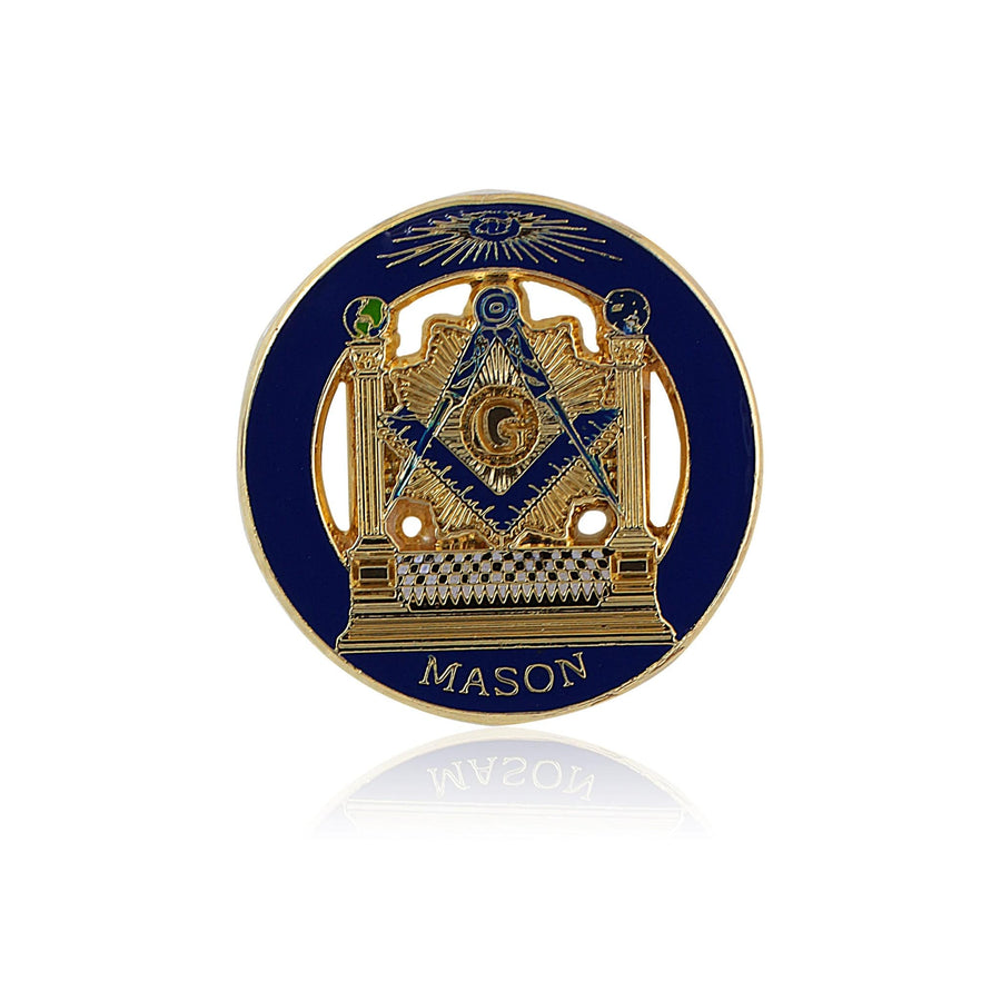 Boaz and Jachin Masonic Pillars and Mosaic Pavement Lapel Pin