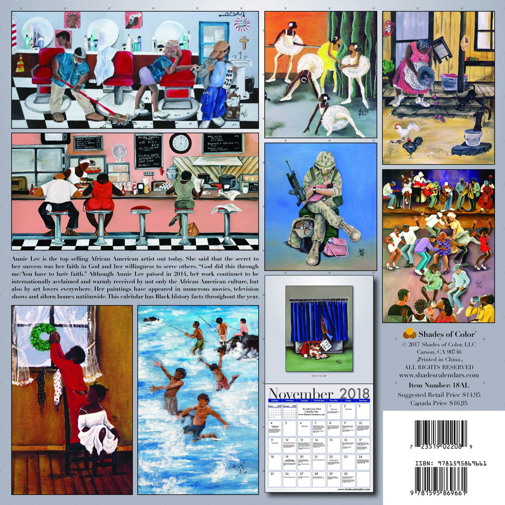 The Art of Annie Lee: 2018 African-American Calendar (Back Cover)