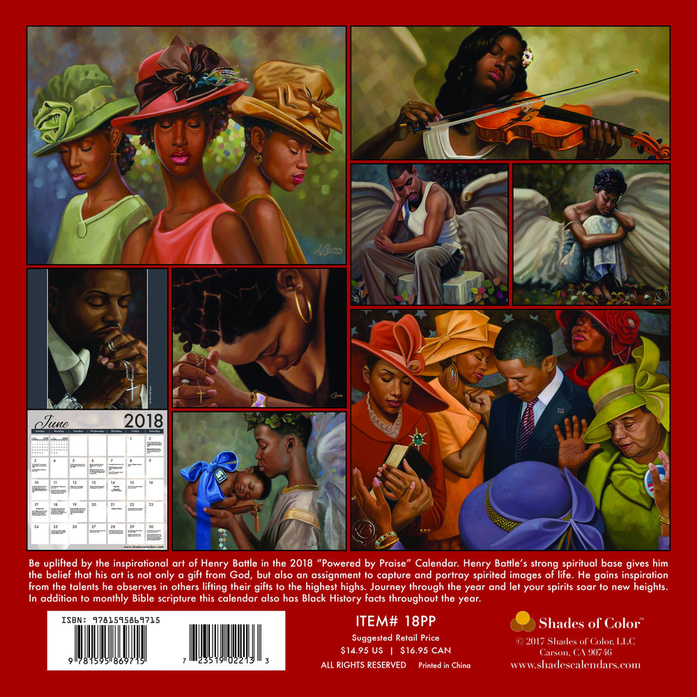 Powered by Praise: The Art of Henry Lee Battle (2018 African American Calendar) - Back