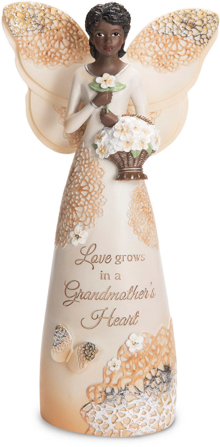 Grandma Angel with Flowers-Figurine-Pavilion Gifts-7.5 inches-Resin-The Black Art Depot
