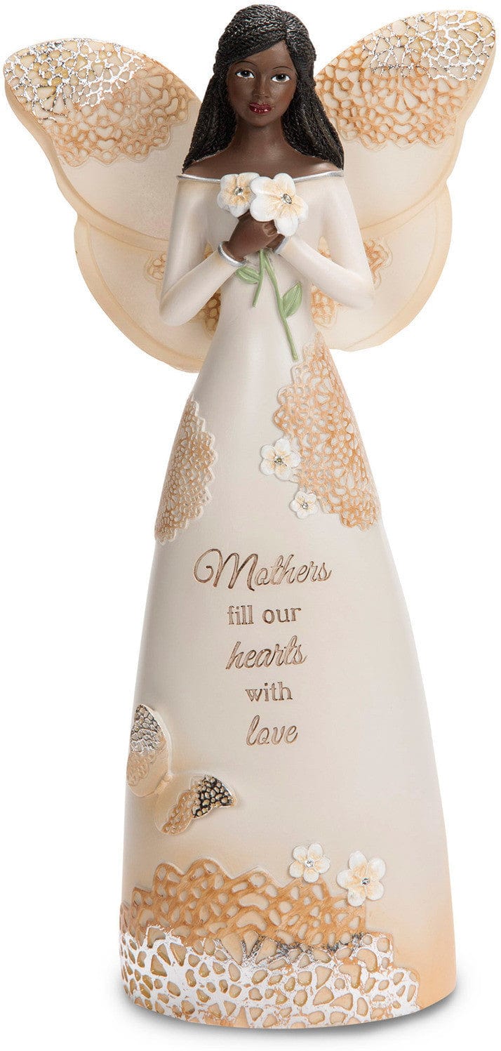 African American Mother Angel Figurine with Flowers (Light Your Way Collection)