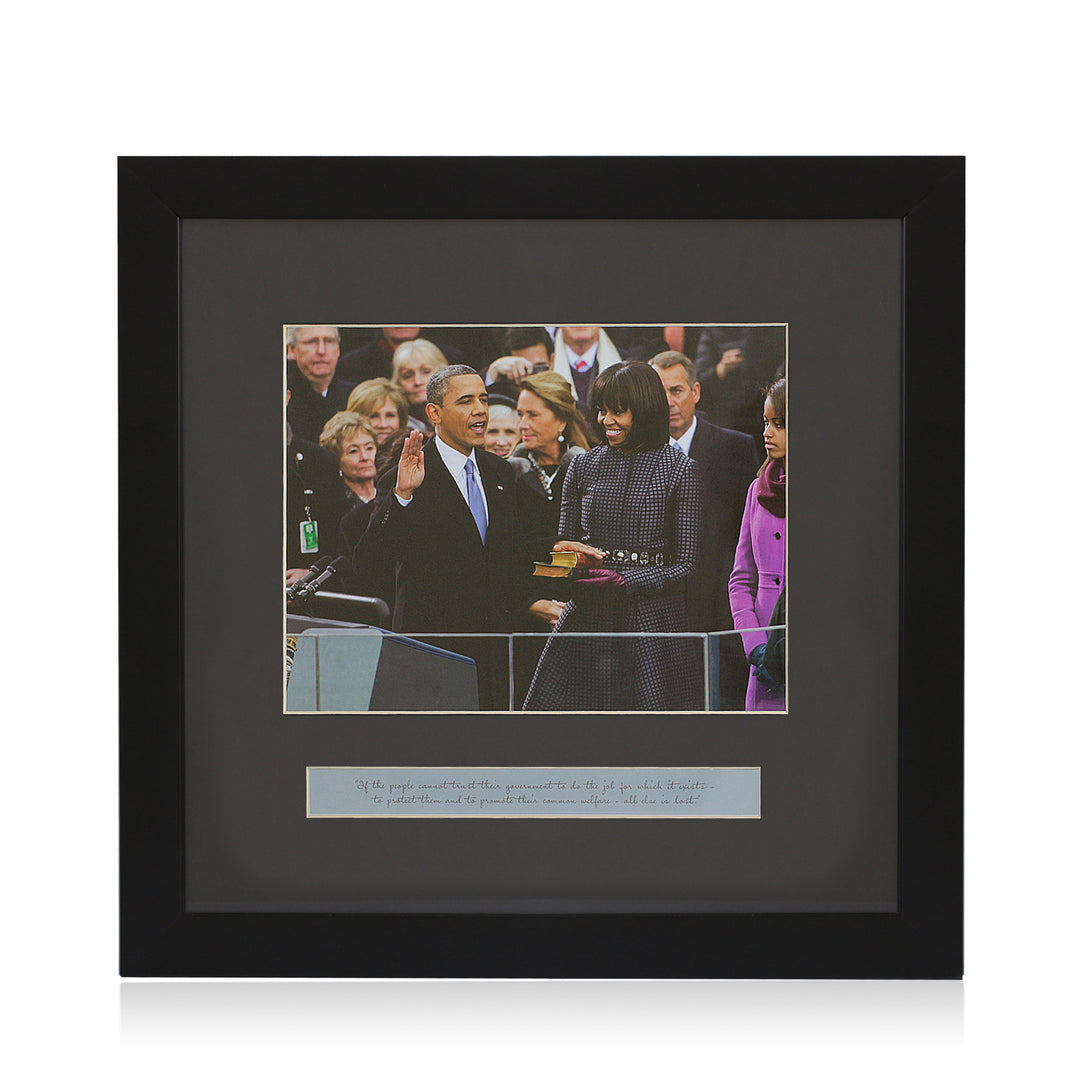 Oath of Office: President Barack Obama and Michelle Obama (Framed Art Print)