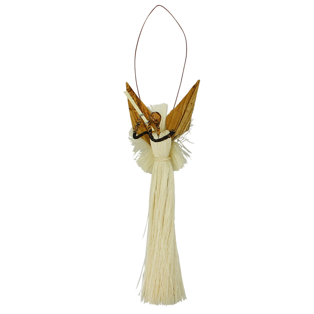Kenyan Banana Fiber and Sisal Angel Christmas Ornament (Flute)
