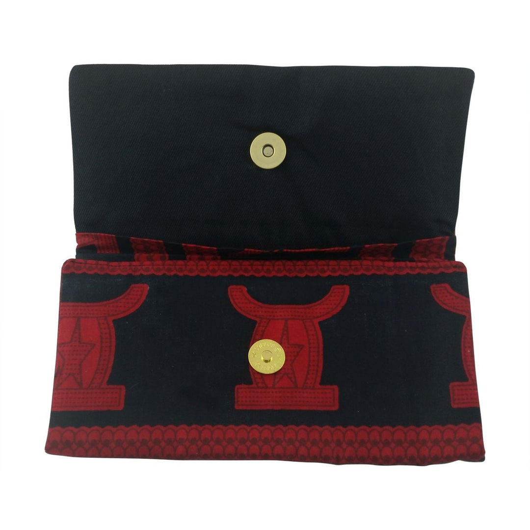 East African Kitenge Fabric Women's Wallet (Black and Red)