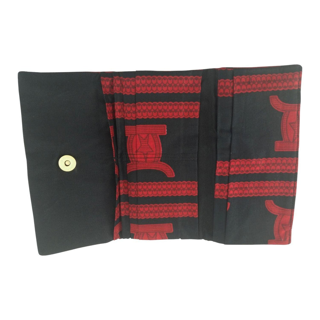 East African Kitenge Fabric Women's Wallet (Black and Red)