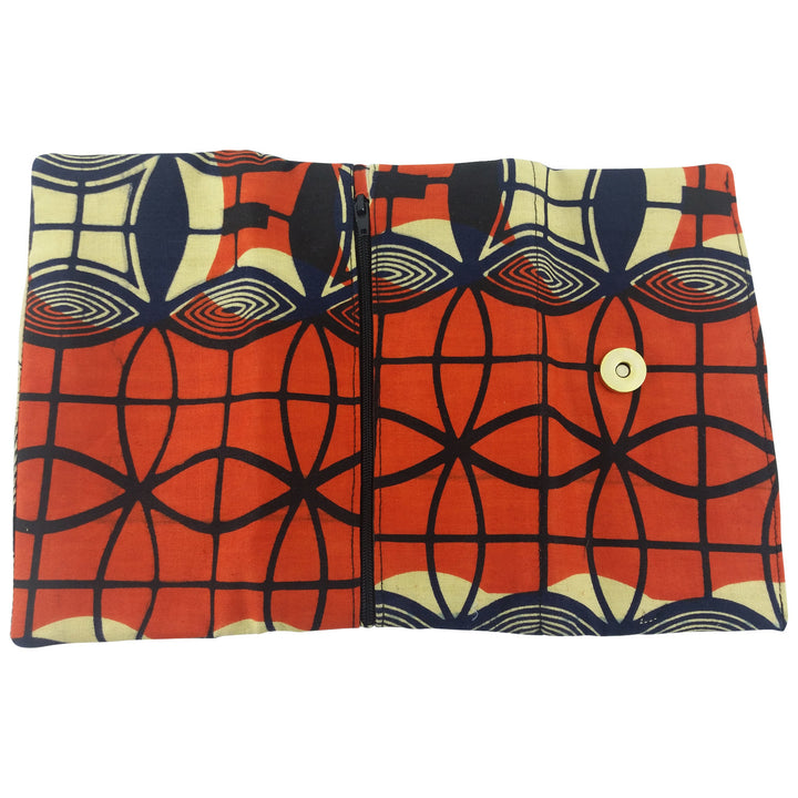 East African Kitenge Fabric Women's Wallet (Beige,Orange and Blue)