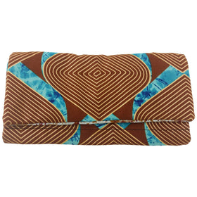East African Kitenge Fabric Women's Wallet (Brown, Beige and Blue)