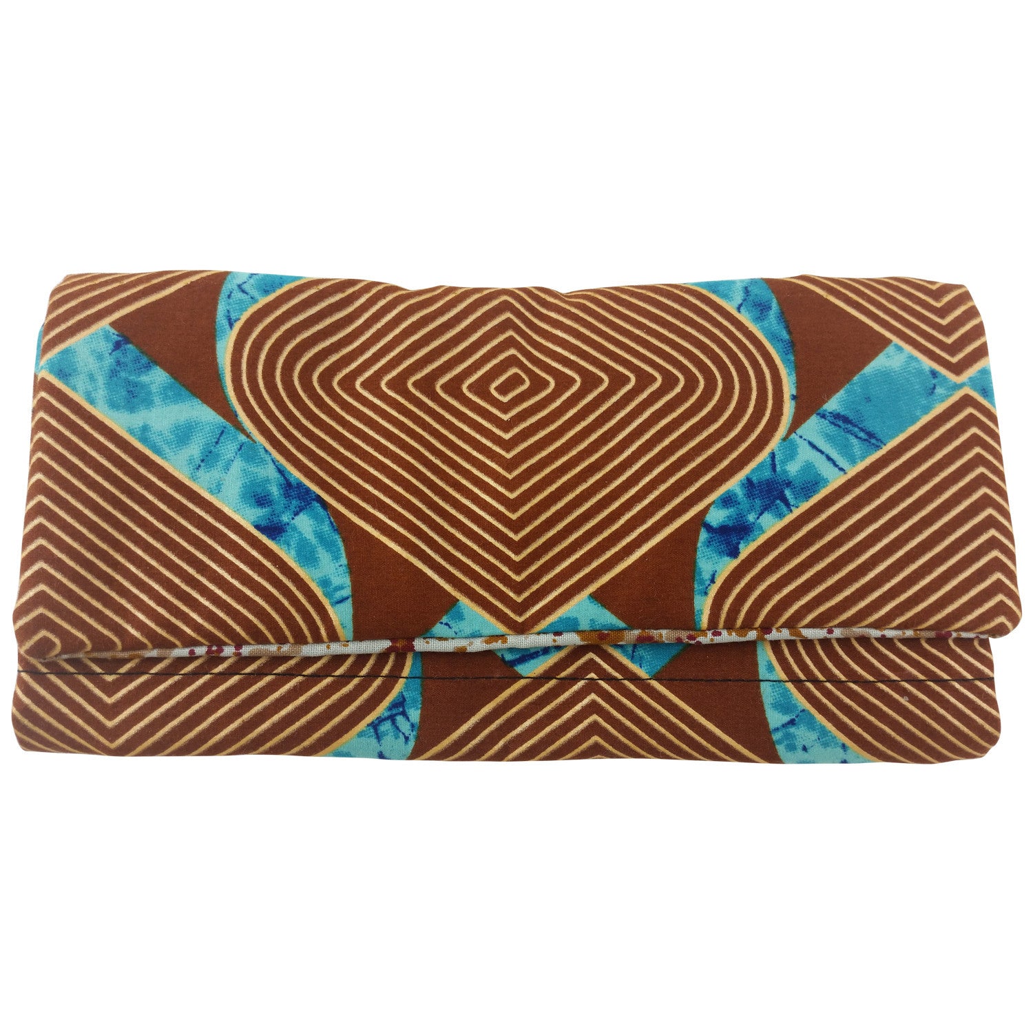 1 of 4: East African Kitenge Fabric Women's Wallet (Brown, Beige and Blue)