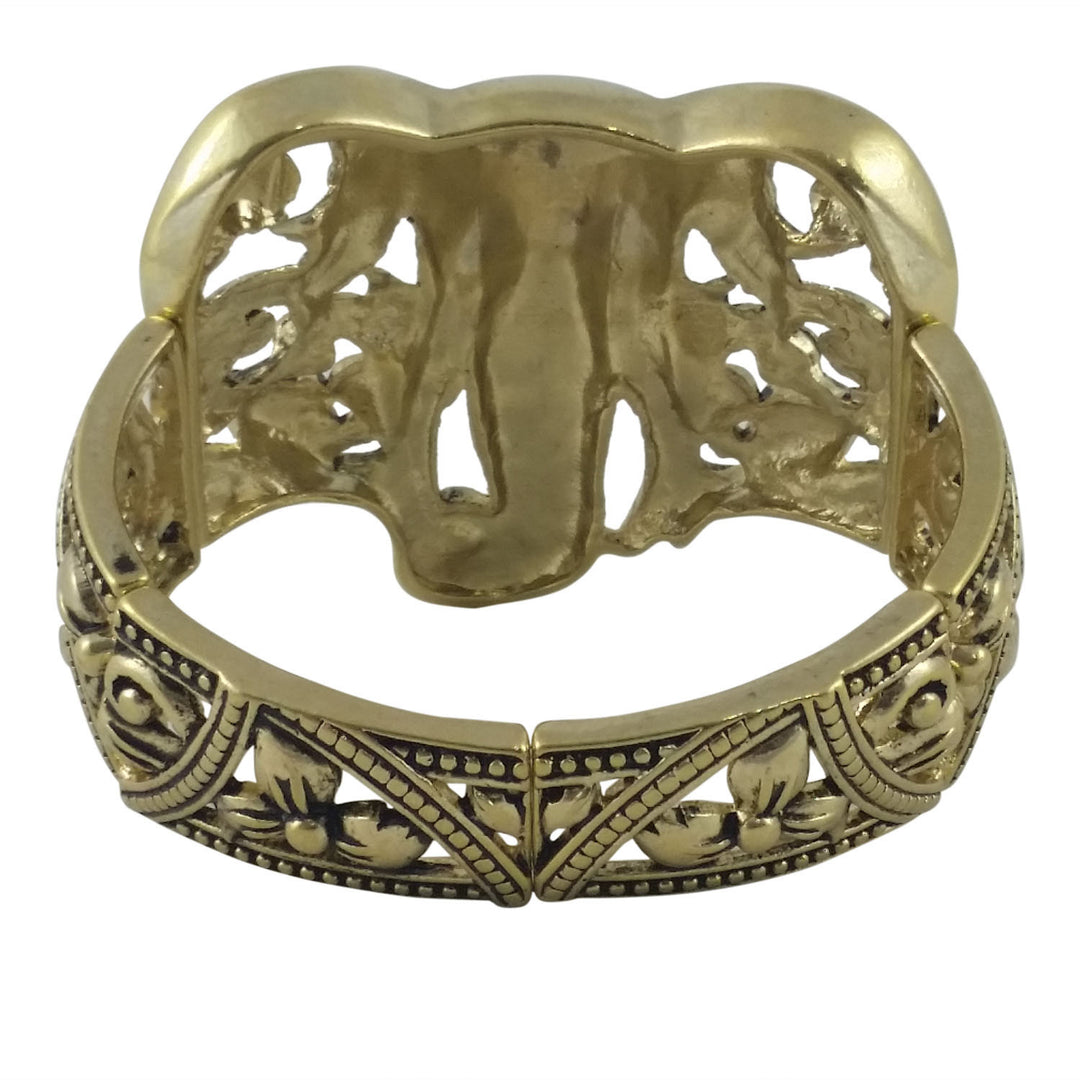 Gold Toned Elephant Head Stretch Bracelet (Back)