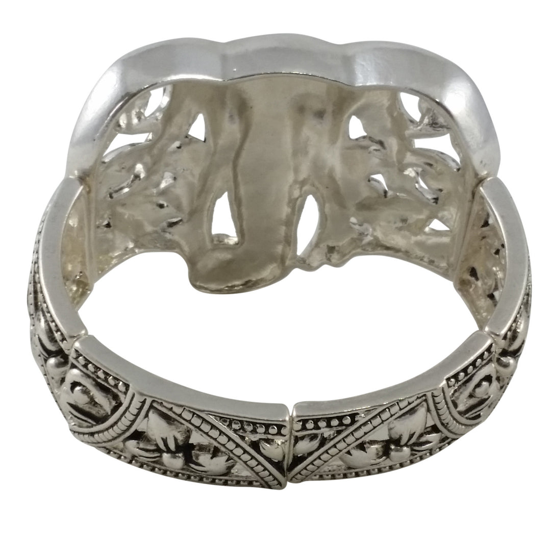 Silver Toned Elephant Head Stretch Bracelet (Back)