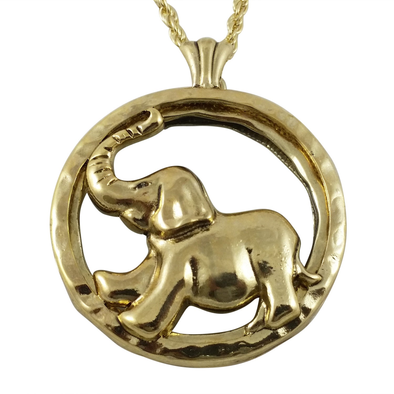 3 of 6: Elephant Pendant with Magnifier Glass (Gold Toned)