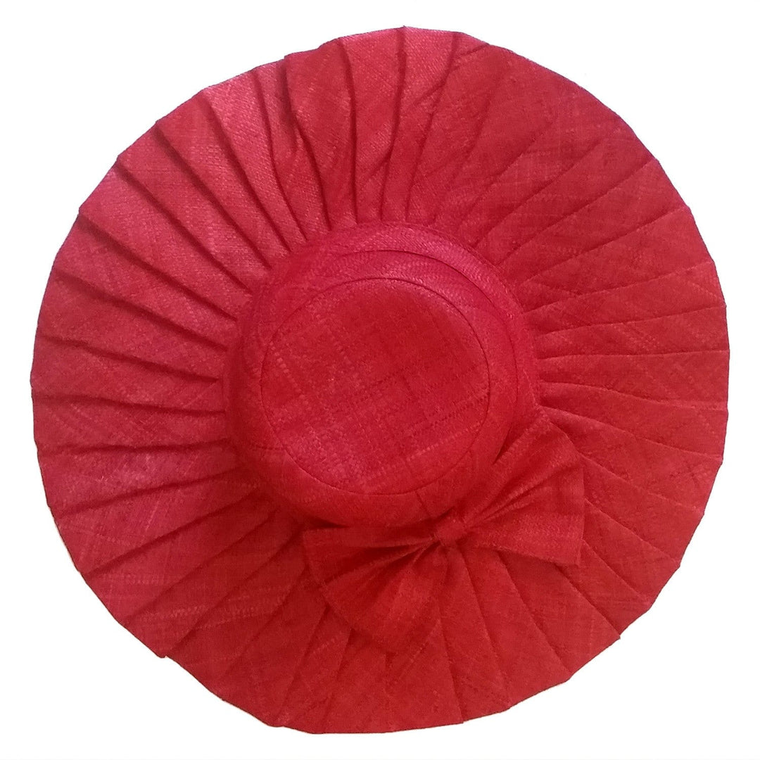 Neema: Hand Woven Pleated Red Madagascar Raffia Sun Hat