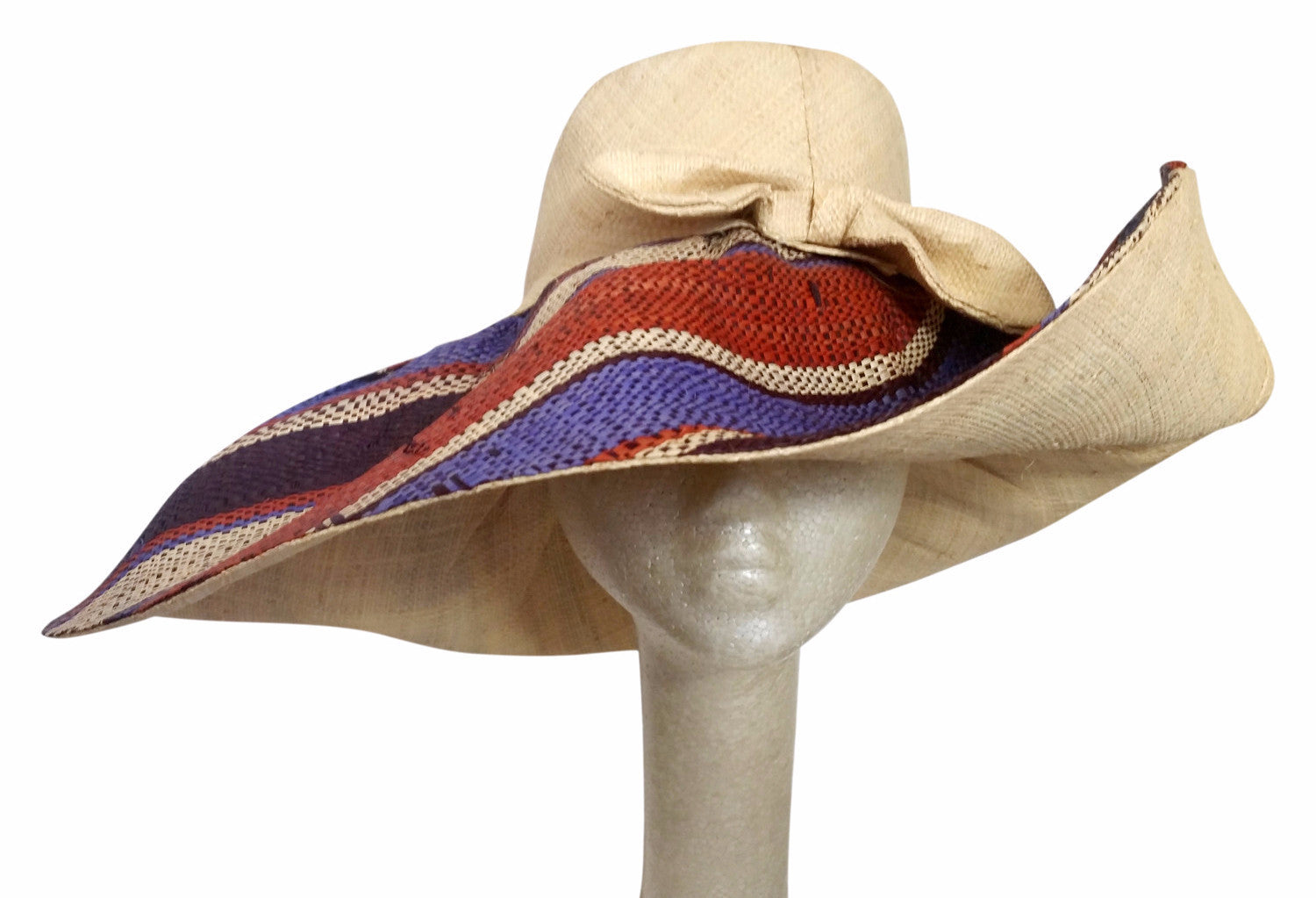 1 of 4: Nombeko: Hand Woven Multicolored Madagascar Big Brim Raffia Sun Hat