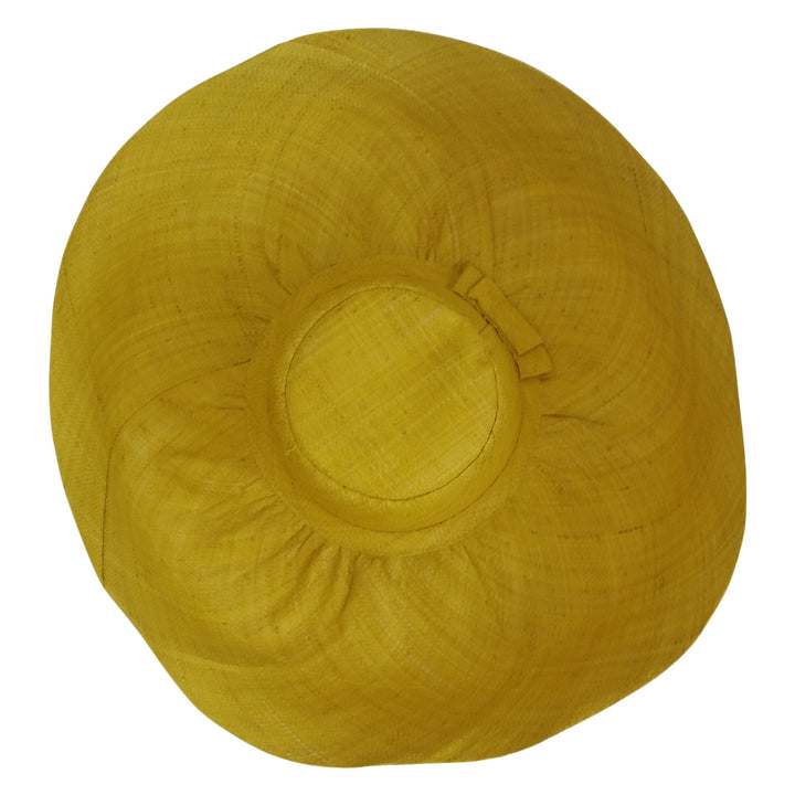 Onyeka: Authentic African Hand Woven Yellow Madagascar Big Brim Raffia Sun Hat