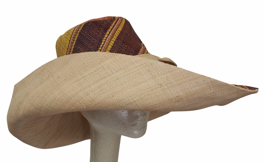 Nomusa: Hand Woven Multicolored Madagascar Big Brim Raffia Sun Hat