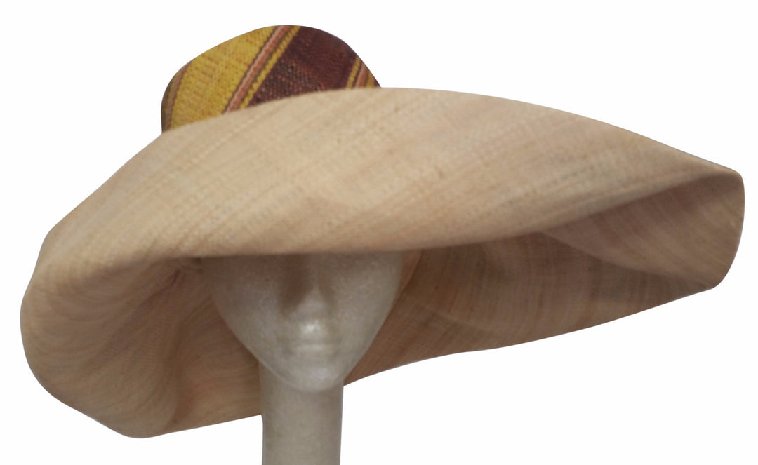 Nomusa: Hand Woven Multicolored Madagascar Big Brim Raffia Sun Hat