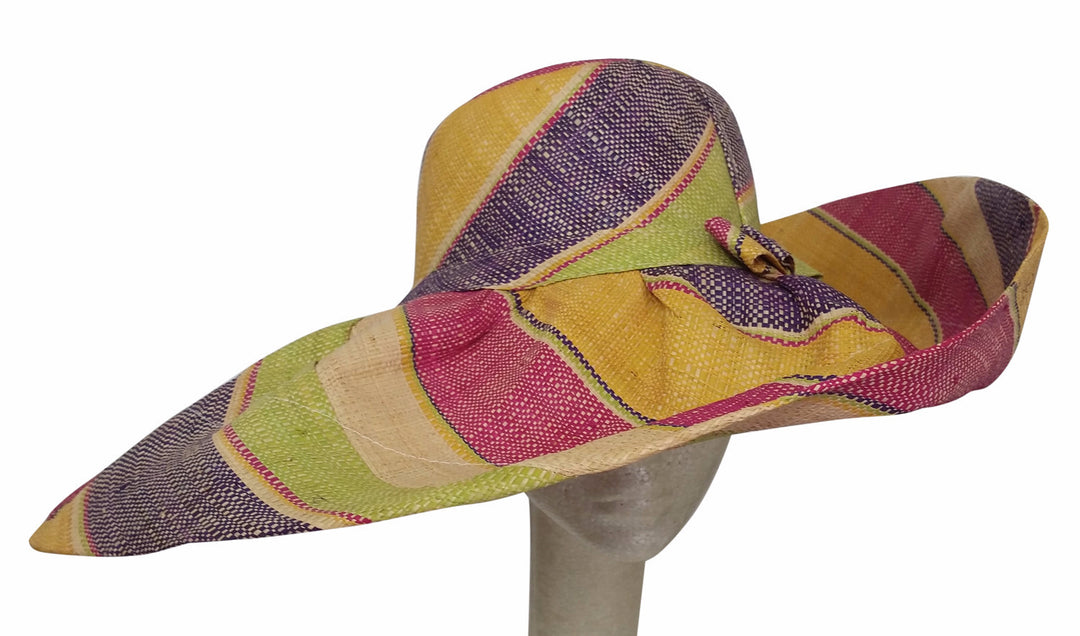 Mbali: Hand Woven Multicolored Madagascar Big Brim Raffia Sun Hat