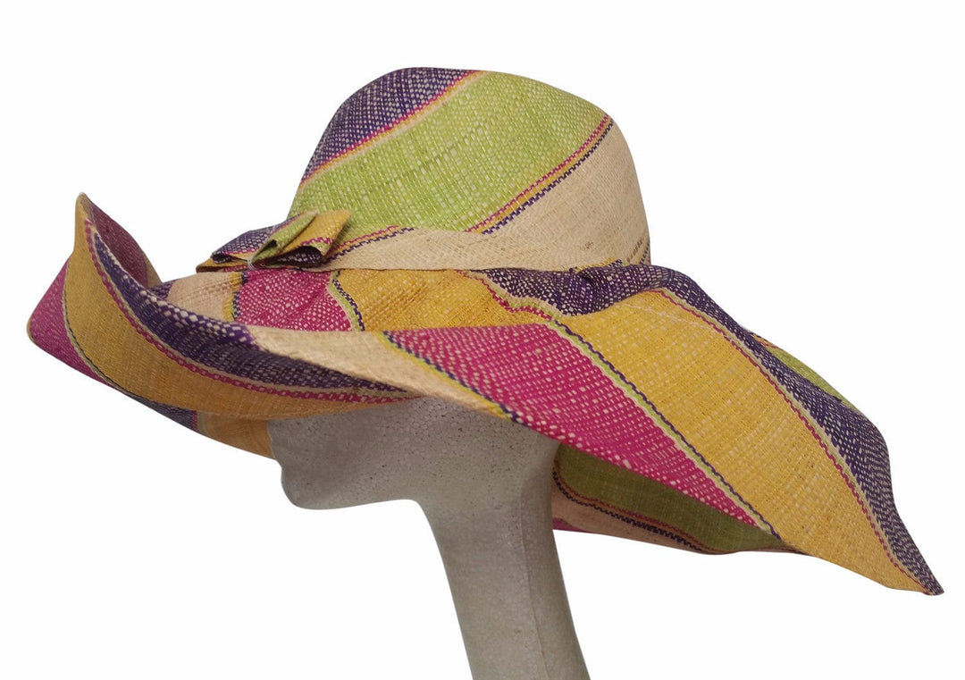 Mbali: Hand Woven Multicolored Madagascar Big Brim Raffia Sun Hat