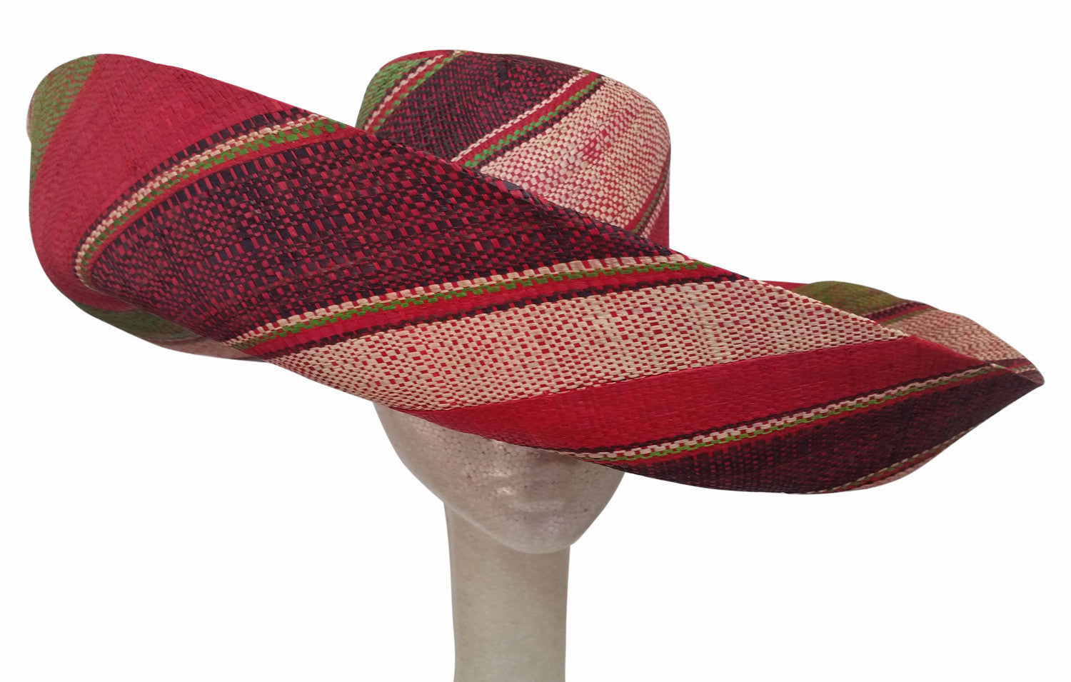 1 of 4: Nontle: Hand Woven Multicolored Madagascar Big Brim Raffia Sun Hat