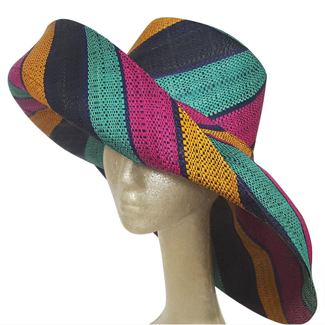 Aba: Hand Made Big Brim Multicolored Madagascar Big Brim Shapeable Sun Hat