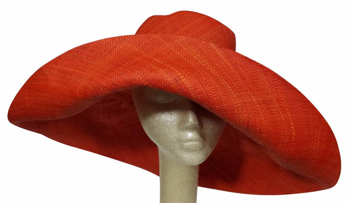 Abena: Red-Orange Madagascar Big Brim Raffia Su Boutiqu