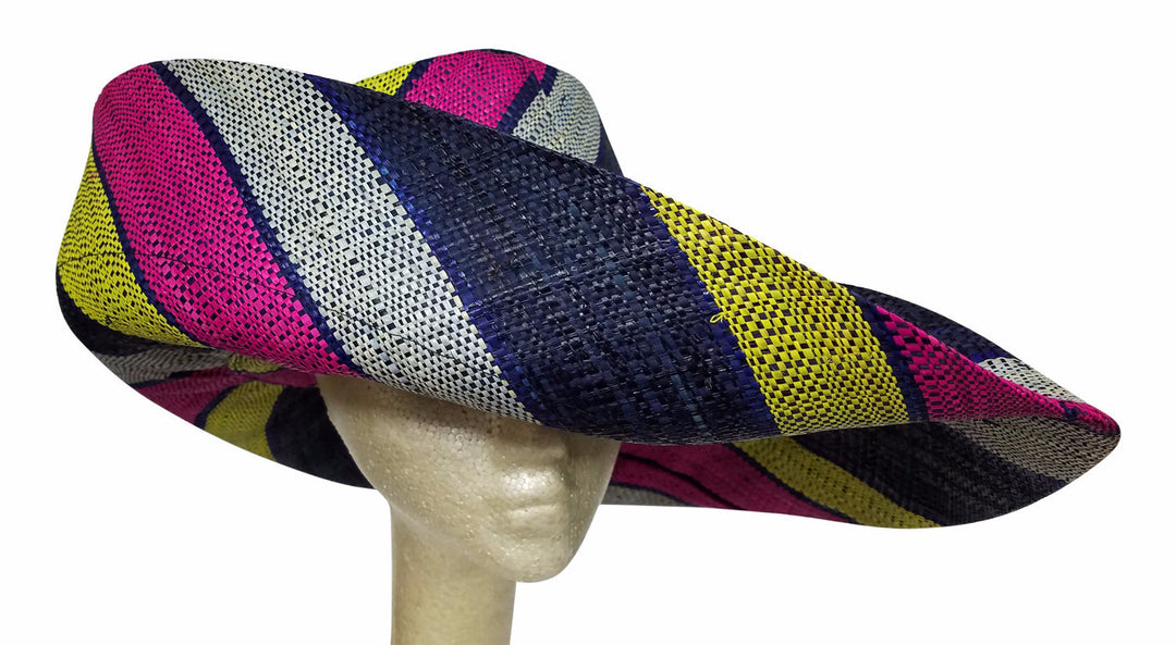 Abikanile: Multicolored Madagascar Big Brim Raffia Sun Hat