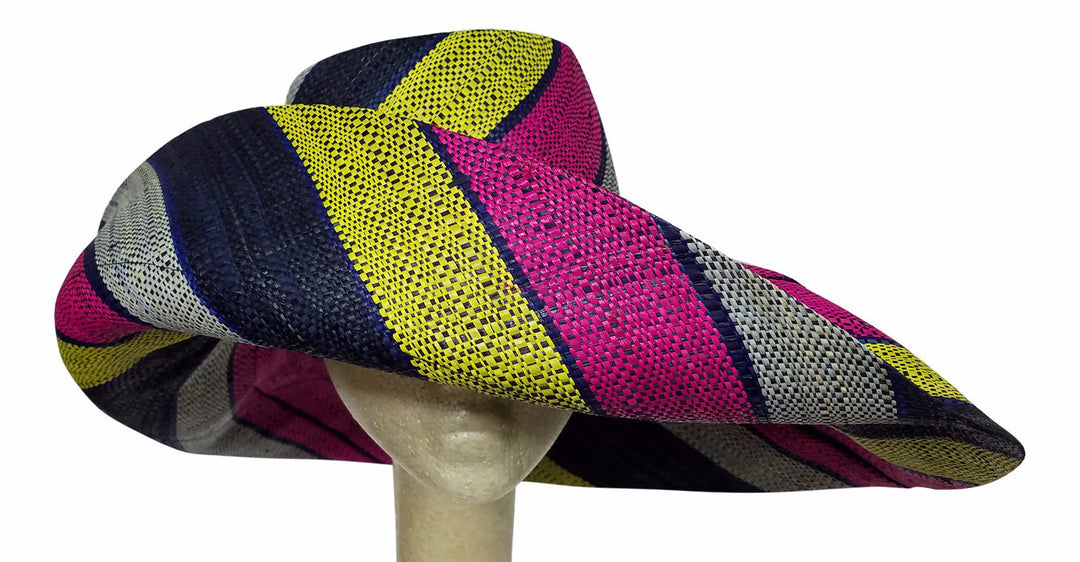 Abikanile: Multicolored Madagascar Big Brim Raffia Sun Hat