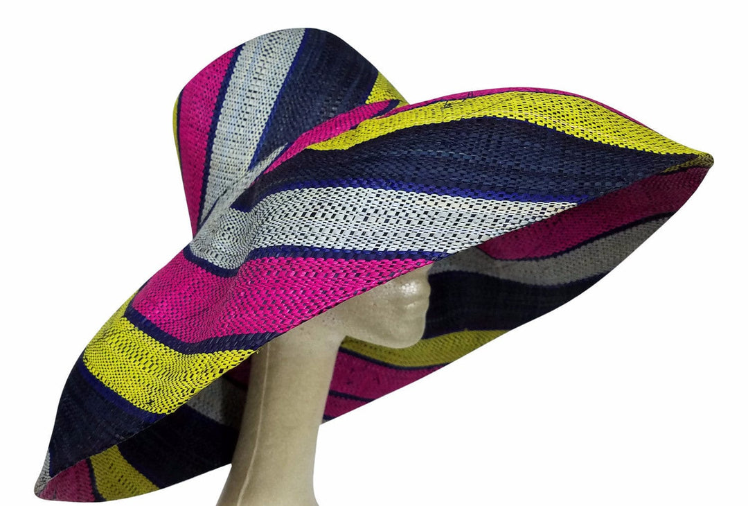 Abikanile: Multicolored Madagascar Big Brim Raffia Sun Hat