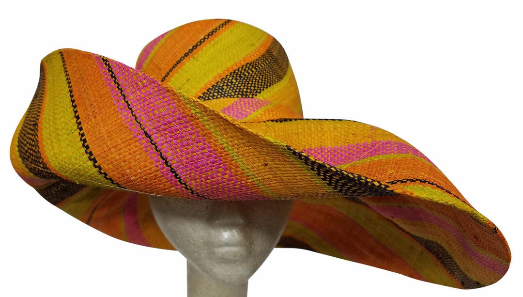 Abimbola: Multicolored Madagascar Big Brim Raffia Sun Hat