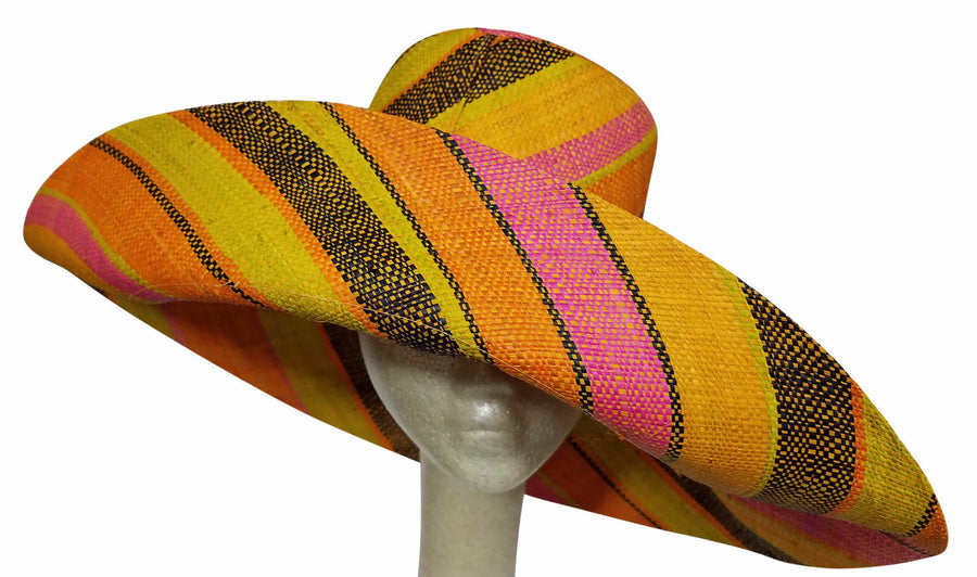 Abimbola: Multicolored Madagascar Big Brim Raffia Sun Hat
