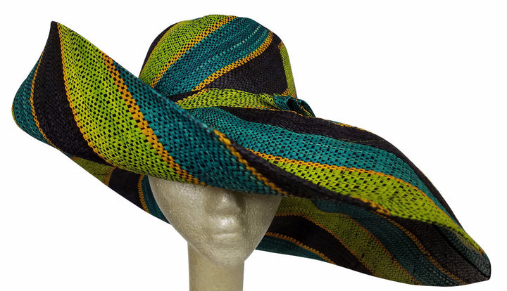Abiona: Multicolored Madagascar Raffia Big Brim Sun Hat