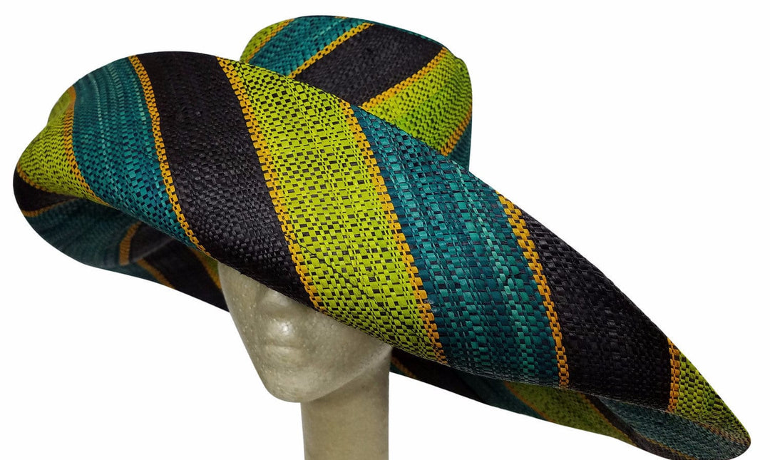 Abiona: Multicolored Madagascar Raffia Big Brim Sun Hat