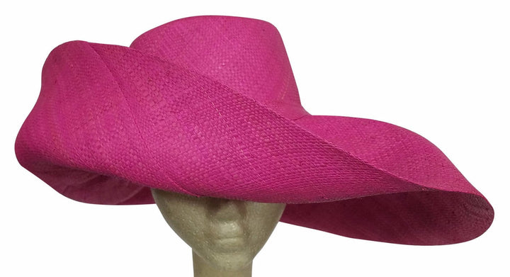 Adebola: Authentic African Hand Made Fuchsia Madagascar Big Brim Raffia Sun Hat