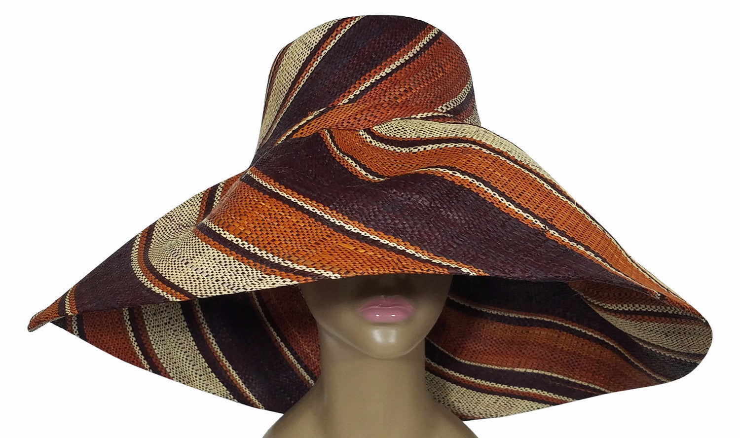 2 of 4: Zandra: Authentic African Hand Made Multi-Colored Madagascar Big Brim Raffia Sun Hat